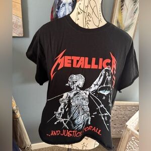 Black Metallica Graphic Crop Top Large